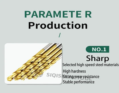 LOCO 50 Stück Titanbeschichtete Bohrer HSS Schnellarbeitsstahl-Set Werkzeug Hochwertige Elektrowerkzeuge 1/1,5/2/2,5/3 mm