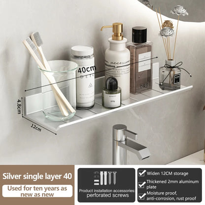 Badezimmerregal aus Aluminium, Badezimmerregal, WC-Lagerregal, WC- und Küchenregal, zum Aufhängen an der Wand, stanzfreies Regal