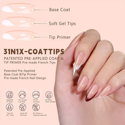 150Pcs/Box Acrylic Press on Nails Full Cover Fake False Tips Soft Gel Extension T-shaped Oval Capsule Almond Sculpted Salon DIY.