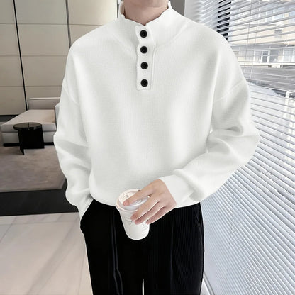 INCERUN Men Pullovers Solid Color Knitted Turtleneck Long Sleeve Male Sweaters Streetwear Knitted Fashion Casual Men Clothing.