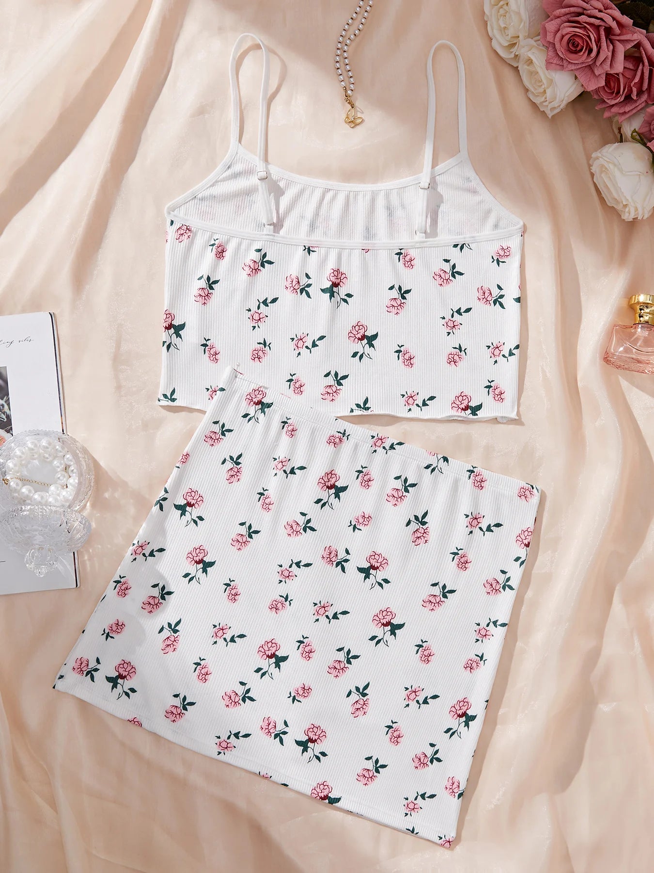 Frauen niedlichen Nachthemd Unterwäsche Nachthemd Anzug weibliche Nachthemden Cami Top bedruckte Shorts weiche Pyjamas Lounge wear.