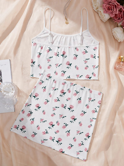 Frauen niedlichen Nachthemd Unterwäsche Nachthemd Anzug weibliche Nachthemden Cami Top bedruckte Shorts weiche Pyjamas Lounge wear.