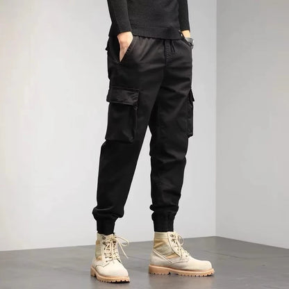 Men's Winter Snow Warm Thermal Plush Cargo Pants Comfortable Elastic Waist Casual Trousers Trend Versatile Concise Outside Pants.