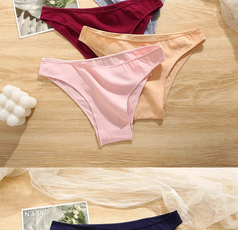 FINETOO 5PCS/Set M-XXL Panties Women Cotton Lingerie Woman Underwear Sexy Femme Underwear Girls Underpant Panty 7 Solid Colors.