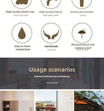 Modernes Badezimmerwaschbecken im nordischen Stil zum Waschen von Händen und Gesicht, minimalistisches Design, individuell gestaltet