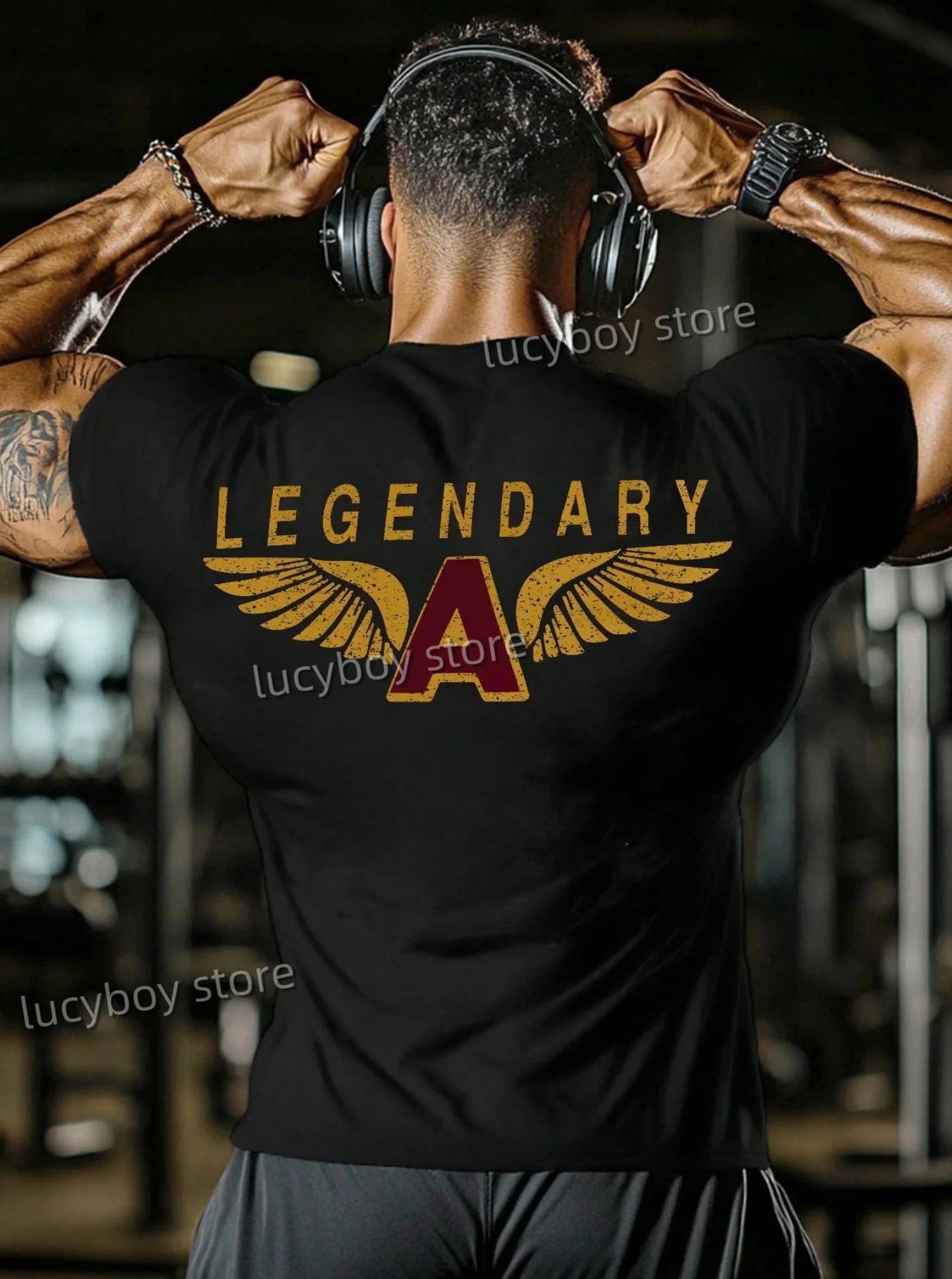 2025 LEGENDARY print Mens Gym Muscle power Training T Shirt Sports Jogging Short Sleeve TeesRunning  Men Oversized Clothing Tops.