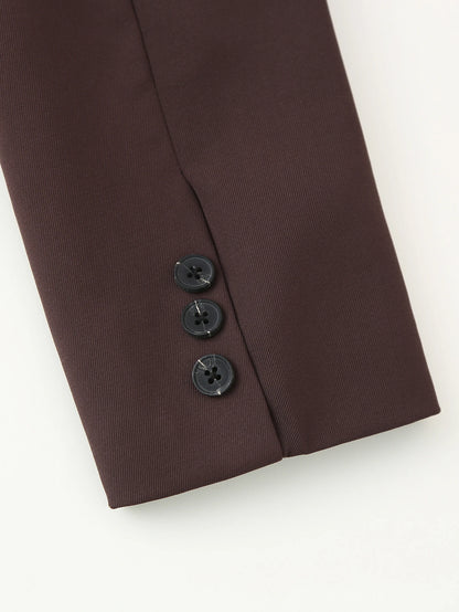 TRAFZA Frauen Elegante Feste Revers Zwei Tasten Anzug Jacke Mode Lange Hülse Dünne Kurze Mäntel 2024 Neue Casual Büro Dame Blazer.