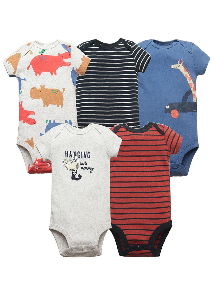5 stück Unisex Baby Bodys Mode Körper Anzüge Kurzarm Neugeborenen Overall Cartoon Baby Junge Mädchen Kleidung Set Sommer