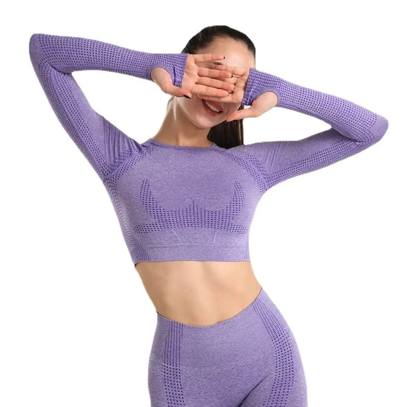 High-Intensity Fitness Vest Women's Long Sleeve Sports Top Breathable Yoga Wear Shockproof Summer Outdoor Running Shirt.