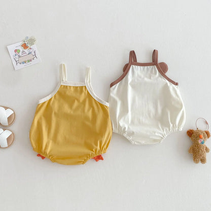 0–2 Jahre Baby-Strampler aus Baumwolle mit Tier-Cartoon-Motiv – bezaubernde Enten- und Bären-Designs – weich und bequem für Babykleidung.