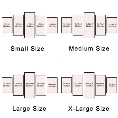 5 Pieces HD Printed Wall Art Canvas Poster Vector Illustration of Japan Landscape Painting Abstract Home Deocration Picture.