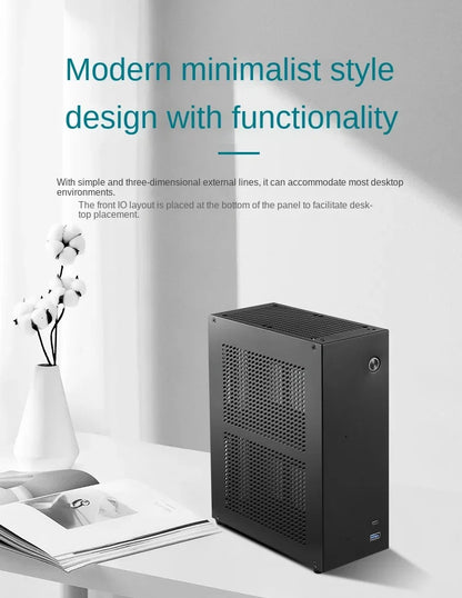 Desktop Chassis ITX Computer Case Mini NAS Computer Case Dual 3.5-Inch Hard Drive Front USB3.0 TYPEC Interface.