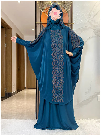 Two Piece Set Dress  Hijab Long Khimar Skirt Sets Islamic Niqab jilbab Women Eid Morocco Muslim Abaya Set Women Prayer Garment