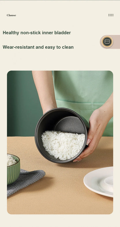 Mini Rice Cooker Automatic Household Kitchen Electric Cooking machine 1-2 People Food Warmer Steamer 1.2L Small Rice Cooker.