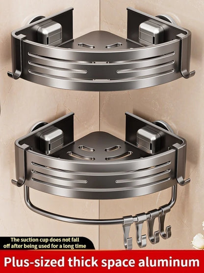 Saugnapf perforationsfreier Raum Aluminium Badezimmer Lagerregal Badezimmer Dreieckskorb Wandaufhänger Badezimmer Eckaufbewahrung