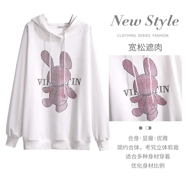 175Kg Plus Größe frauen Fehlschlag 170 Herbst Winter Neue Lose Fleece Cartoon Mit Kapuze Sweatshirt Schwarz Weiß 6XL 7XL 8XL 9XL 10XL 11XL.