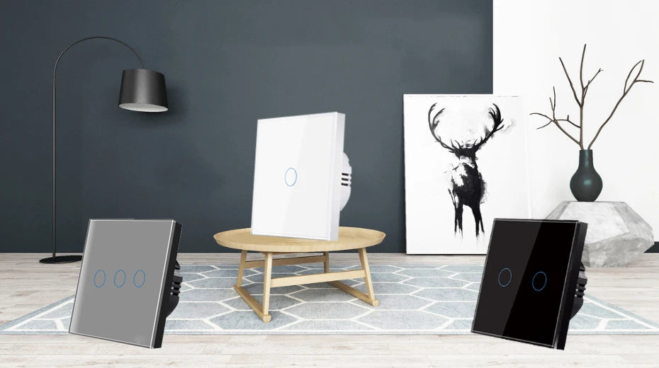 Ubaro eu/uk standard kristall gehärtetes glas wand paneel licht berührungs schalter led anzeige sensor elektrische taste 1/2/3gang 220v.