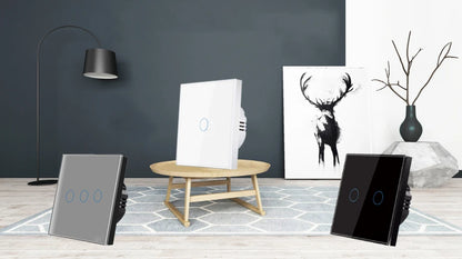 Ubaro eu/uk standard kristall gehärtetes glas wand paneel licht berührungs schalter led anzeige sensor elektrische taste 1/2/3gang 220v.