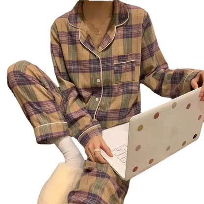 Women's Spring and Autumn Ins Korean Version of Pajamas Loungewear Women's Cardigan Milk Silk Sweet Loungewear Two-Piece Set.