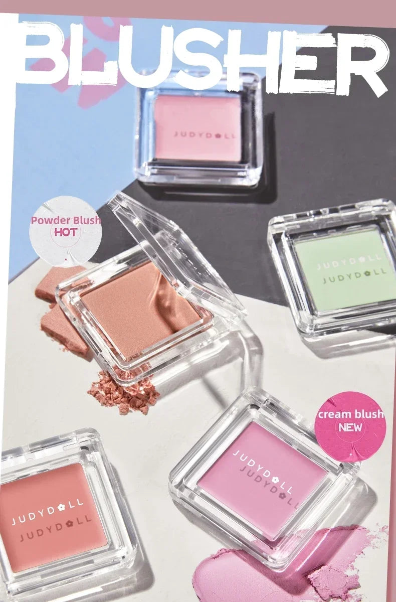 Judydoll Monochrome Blush Portable Silky Cream Multipurpose Blusher Eyeshadow Nude Natural Brighten Skin Tone Makeup Cosmetics.