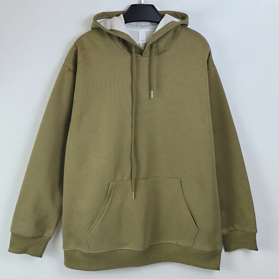 470G-570G HeavyWeight Cotton New Autumn Casual Men's Top Solid Color Loose Pullover Hoodies Sweatshirt Long-Sleeve Men Clothing