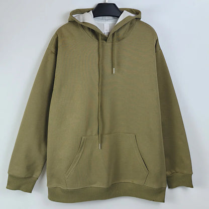 470G-570G HeavyWeight Cotton New Autumn Casual Men's Top Solid Color Loose Pullover Hoodies Sweatshirt Long-Sleeve Men Clothing