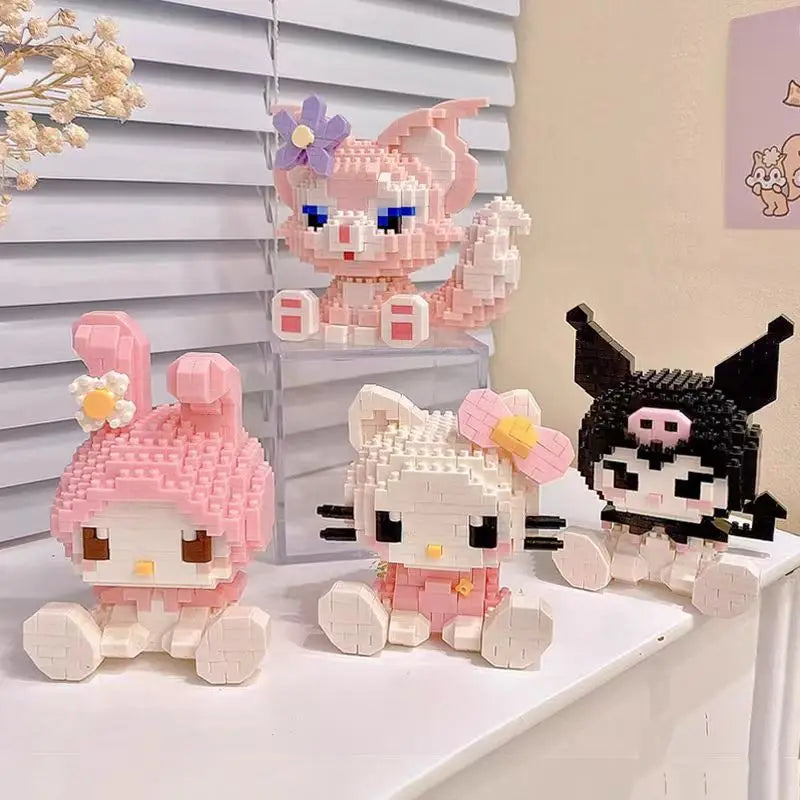 KEEPPLEY Sanrio Anime Hello Kitty My Melody Cinnamoroll Pompompurin Kuromi Building Blocks Girl Kid Holiday Christmas Gift.