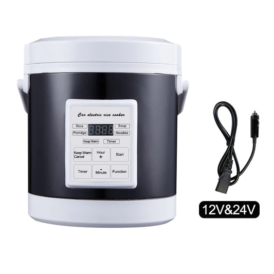 12V 24V Mini Car Rice Cooker 1.6L  car trucks electric soup porridge cooking machine food steamer warmer fast heating lunch box.