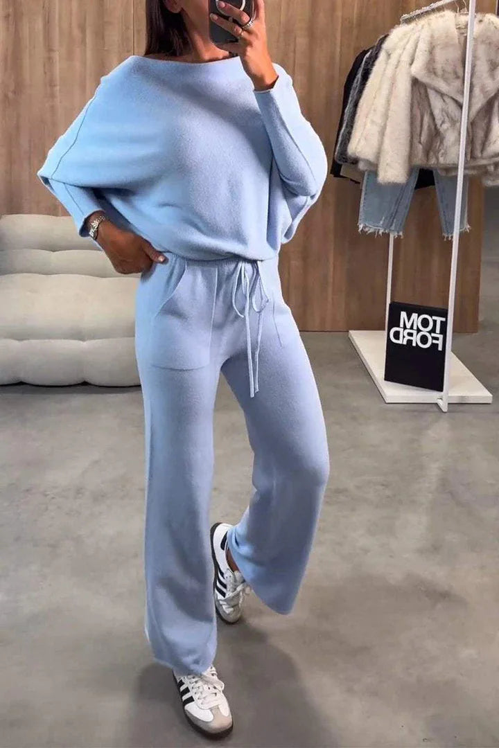 Women Pant Set Two Piece Sets Tracksuit Round Neck Sweatshirts Jogger Lace Up Elastic Waist Long Pants Sport Loose Matching Sets.