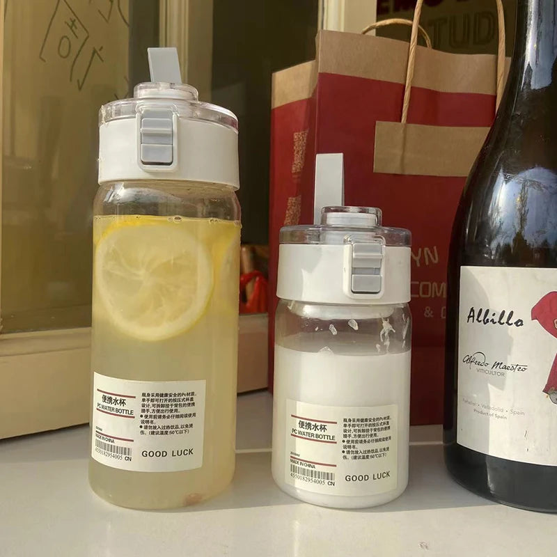 Plastic Water Bottle Water Cup with Lifting Rope Simple Large Capacity Leakproof Drop Resistant and Transparent Water Bottle.