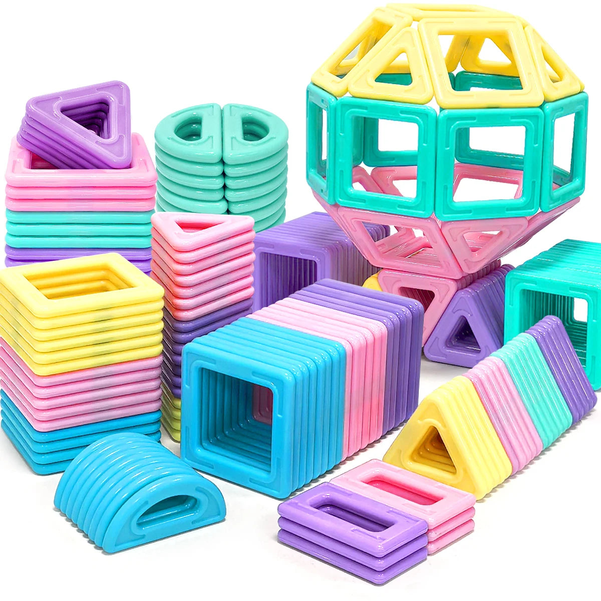 Macaron Magnetic Building Blocks Set ，Durable STEM Educational Construction Toys，Creative Birthday Gift, Assorted Colors.