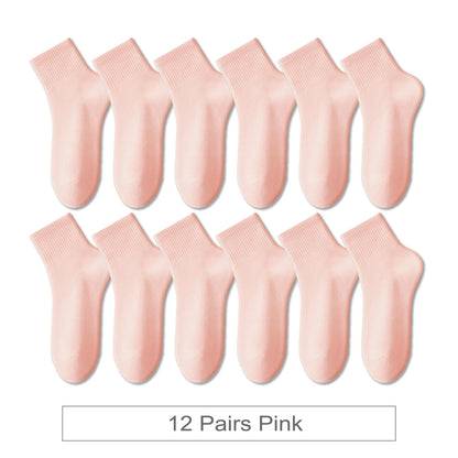 12 Pairs New Woman Cotton Socks Men Sock Short Ankle Colorful Autumn Spring Soft Breathable Colorful Girl Sock