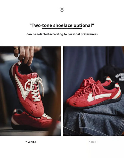 Maden Vintage Patchwork Rot Racing Sneakers Unisex Sommer Atmungsaktive Deutsche Trainer Schuhe Dünne Sohle Casual Lace-Up Sportliche Schuhe.