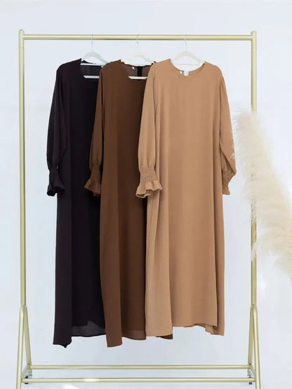 Eid Jersey Solid Modest Under Abaya Dubai 2024 Palestine Women Islamic Clothing Muslim Kaftan Inner Dresses Robe Femme Musulmane.