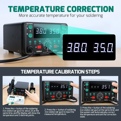 YIHUA 902D-IV Lötstation 775 W 2 in 1 Heißluft-Lötkolben-Rework-Station mit T12-Eisenspitze, Display, Schweißreparaturwerkzeuge
