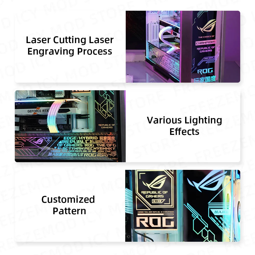 Mirror MOD RGB Lighting Panel Customize PC Case VGA Backplate Side Panel PC Cabinet A-RGB Colorful AURA SYNC Water Cooling Plate