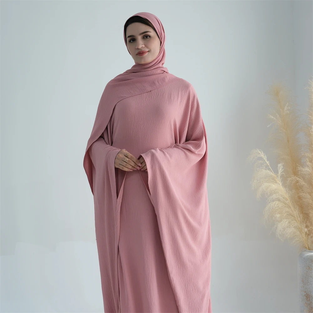 Ramadan Eid Baumwolle Leinen Khimar Abaya Set Dubai Muslim Sets Hijab Kleid Kaftan Abayas Kaftan Marocain Femme Vestidos Para Mujer