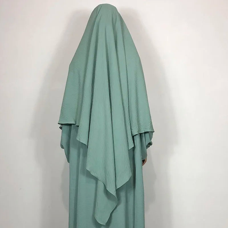 New One Layer Jazz Crepe Diamond Khimar High Quality Muslim EID Ramadan Islamic Clothing Tie Back Prayer Hijab Dropshipping