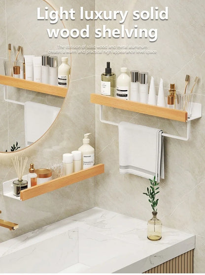 Holz Aluminium Material Badezimmer Regal Organizer Eckregal Shampoo Lagerregal Dusche Wandregal Badezimmer Organizer