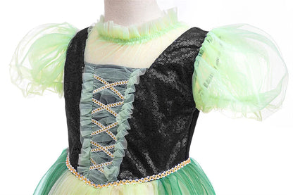 Anna Grünes Kleid Mädchen Spitze Tüll Elegantes Kleid Kinder Bühnenshow Prinzessin Kostüm Kinder Purim Cosplay Kleidung.
