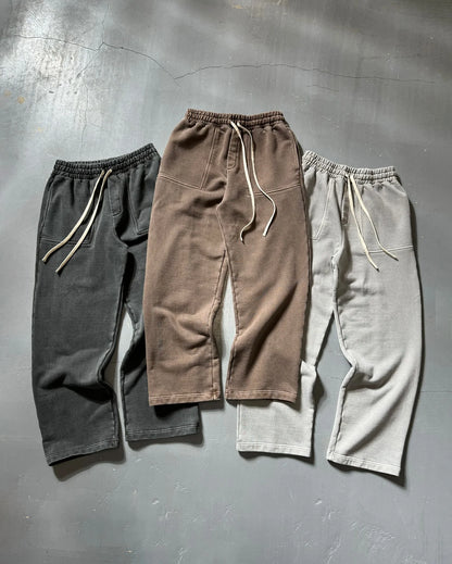 Casual Fashion American Solid Color Cotton Oversized Sweatshirt Men Two Piece Harajuku Joker Slacks Jogging Pants Tracksuits.