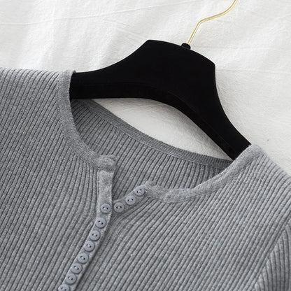 2026 weibliche Casual Tops Pullover Frauen Herbst Winter Gestrickte Dünne Pullover Feste Taste Volle Hülse V-ausschnitt Pullover.