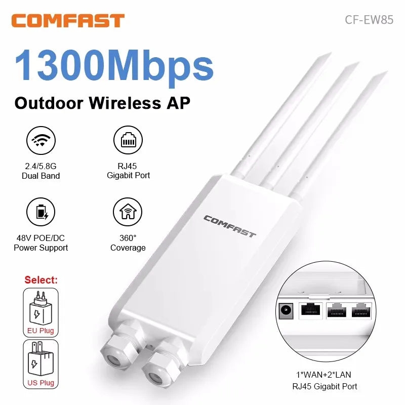 COMFAST AC1200/AC1300 Outdoor AP Router 2.4G/5G Dual Dand Long Range signal Extender Amplifie wireless WiFi Repeater waterproof.
