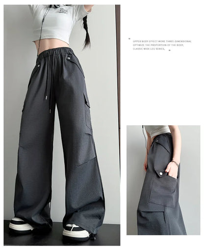 Amerikanischer Fallschirm mit niedriger Taille für Damen im Frühling und Herbst 2022, neue Bergsteiger-Jogginghose mit weitem Bein, schlanke Sport-Arbeitshose.