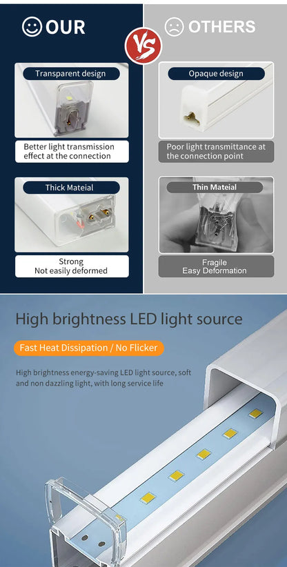 T5 T8 Led Tube Light 220V 110V Wall Lamp Bulb Light 10W  lampa For Home Indoor Kitchen Lighting Garage Light Ceiling Lighting.