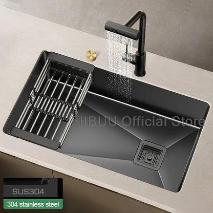 304 Stainless Steel Kitchen Sink Single Bowl Thickened Material Undermount Basin Vegatable Workstation With Drain Accessories