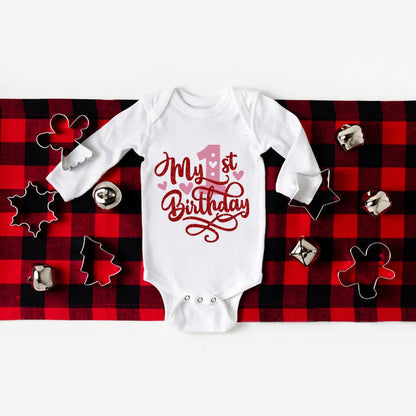 Mein erster Geburtstag Bodys Körper Baby Kleidung Kinder Overall Geburtstag Party Geschenk Jungen Mädchen Strampler Säugling Winter Mode Overall.
