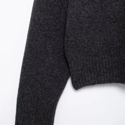 Women's Knitted Sweater Round Neck Long Sleeve Solid Color Autumn New Warm Sweater.