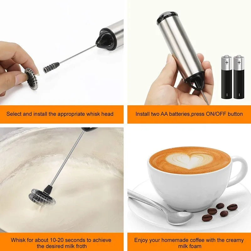 Electric Milk Frother Portable Handheld Mini Coffee Foamer Maker Kitchen Blender Egg Beater Cappuccino Cream Mix Whisk Tools.