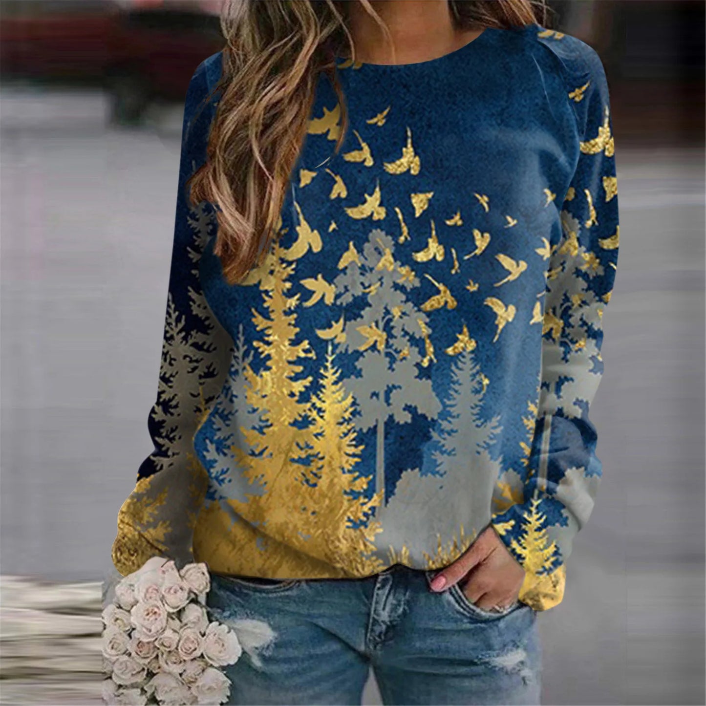 Forest Trees 3D Print Sweatshirts Women's Casual Raglan Long Sleeves Hoodies Woman Pullovers Harajuku Y2k Tops Female Clothing.
